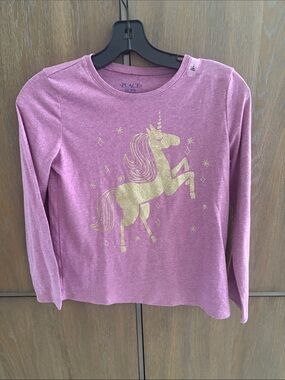 Place Girls' Pink Long-Sleeve Tee with Gold Unicorn
